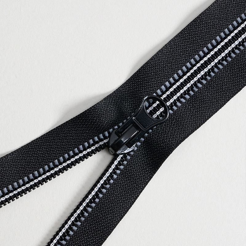 YAB Nylon zipper dual color fabric with sewn white thread